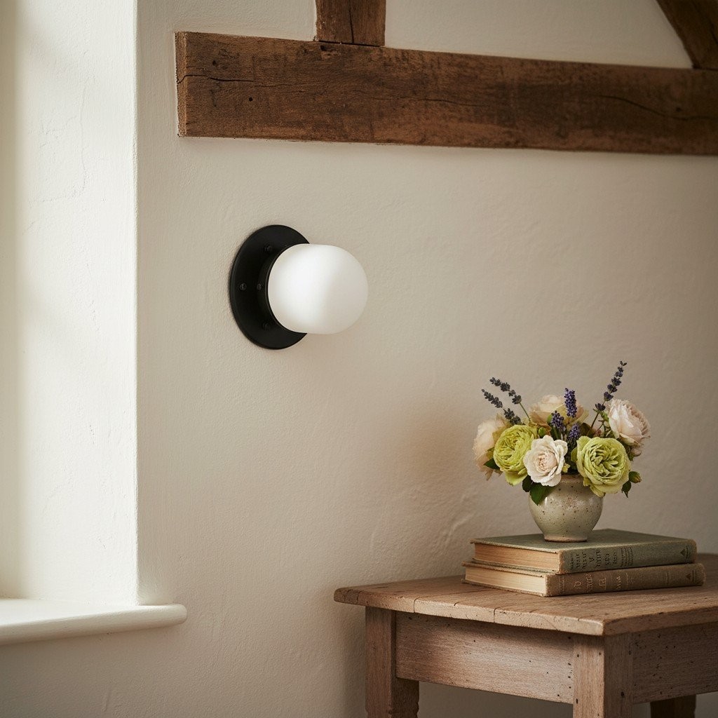 Opal Globe Ceiling and Wall Flush Mount - Art Deco Light for Corridor T300