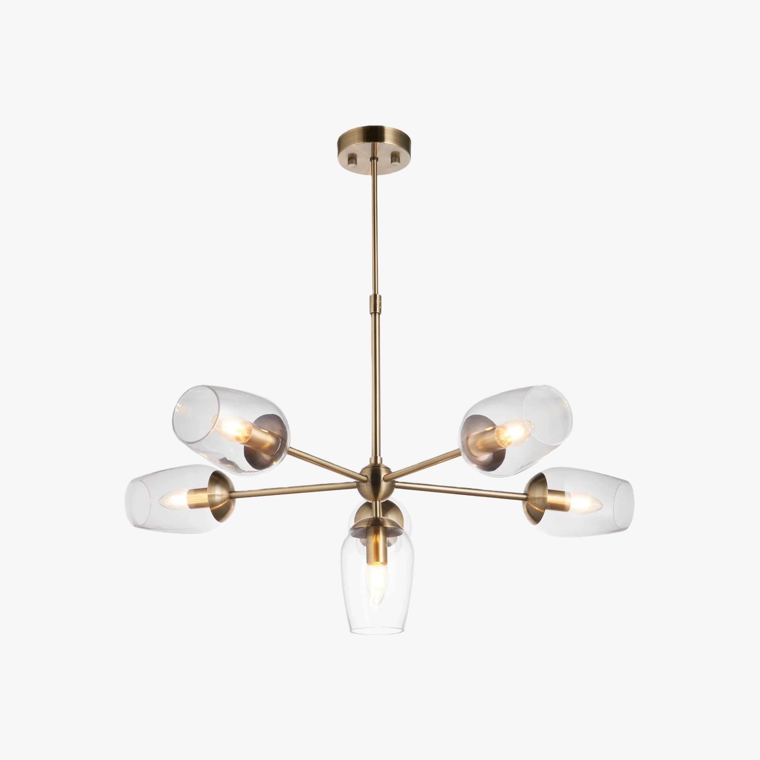 Serion Glass 6-Light Pendant Light - Modern Pendant with Clear Glass Shades for Living Room T955