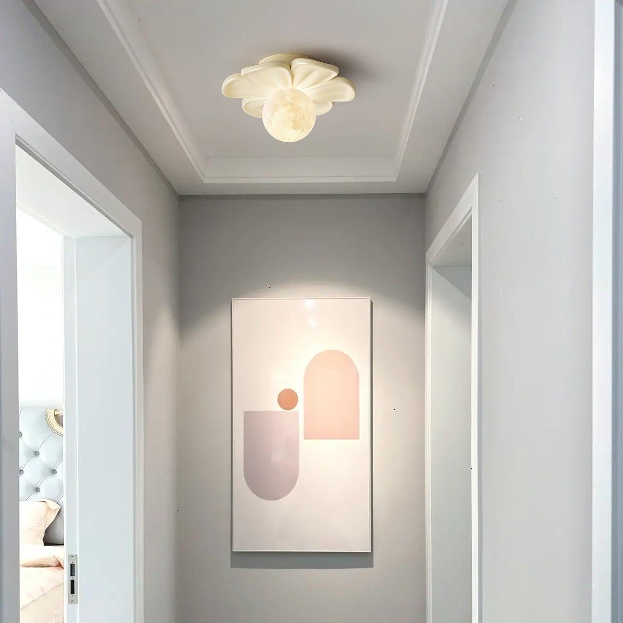 Cream Bloom Flower Ceiling Lamp T1632