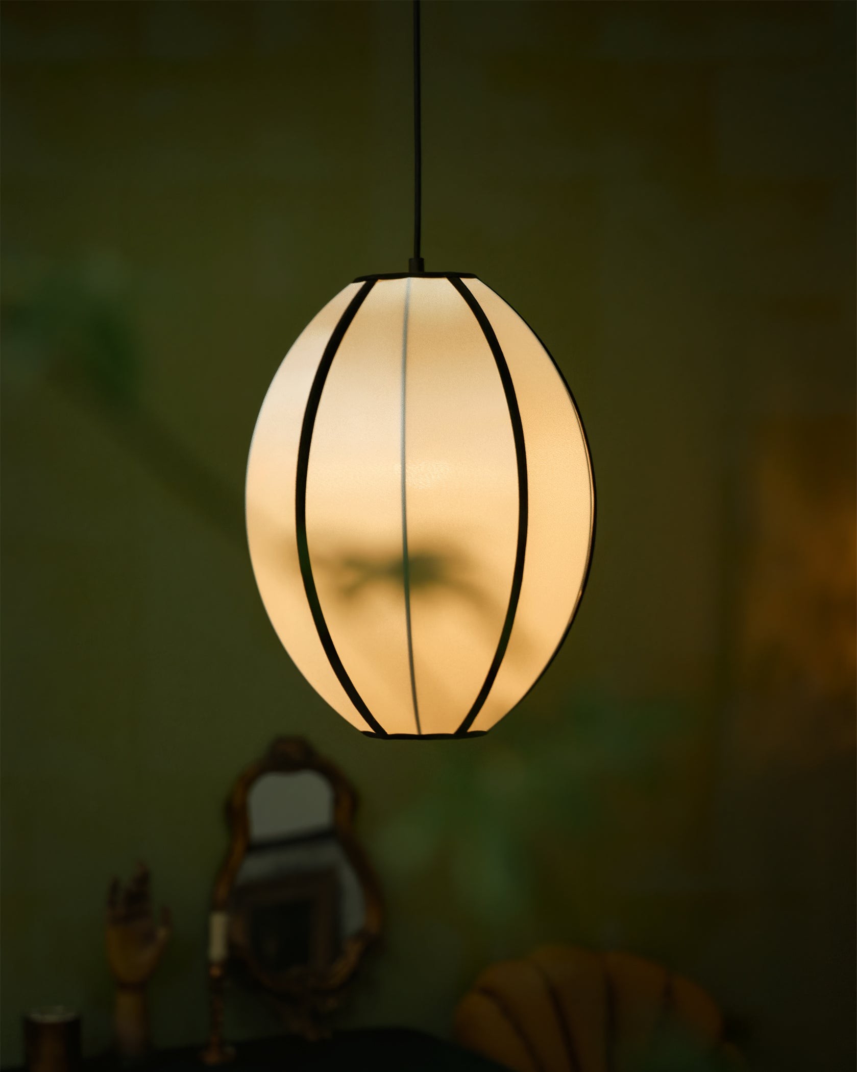 Vintage Silk Lantern Pendant Lamp M473