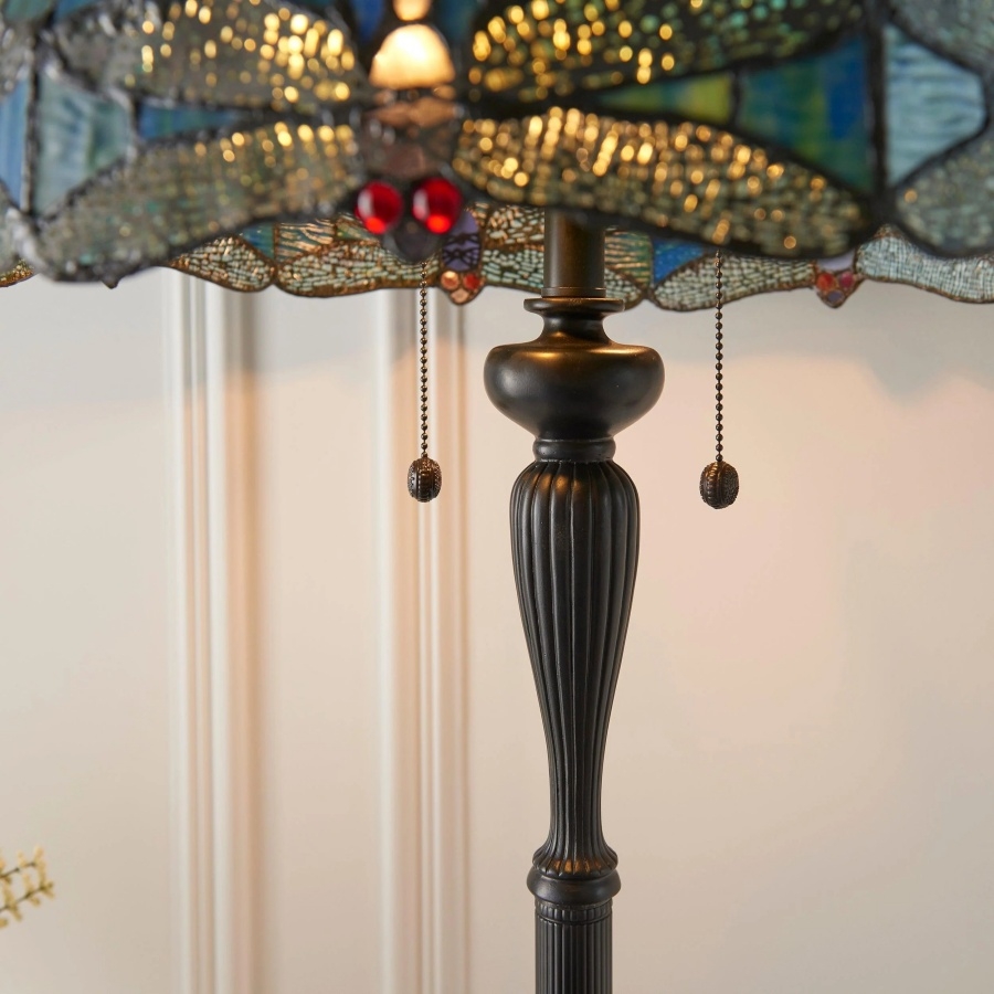 TiffStar Art Glass Floor Lamp with Ornamental Pattern Shade - Standing Light for Living Rooms T943