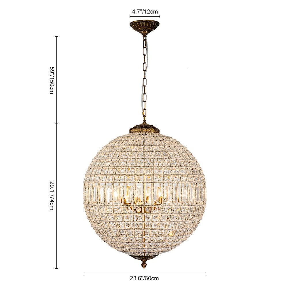 Vintage Luxe Brass Crystal Orb Chandelier G95