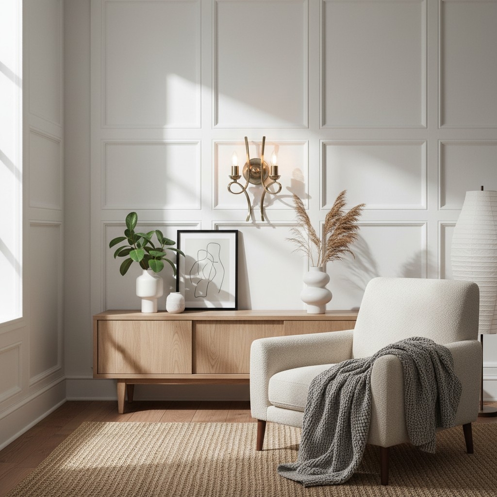 Foline Brushed Brass Wall Light - Timeless Wall Sconce for Living Rooms and Hallways T1014