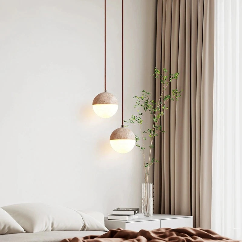 Travertine Ball Pendant Light T2140
