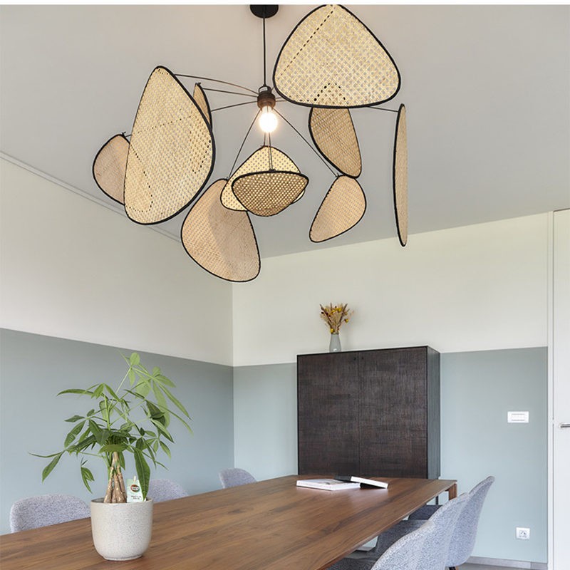 Screen Cannage Pendant Light - Woven Rattan Design for Living Room