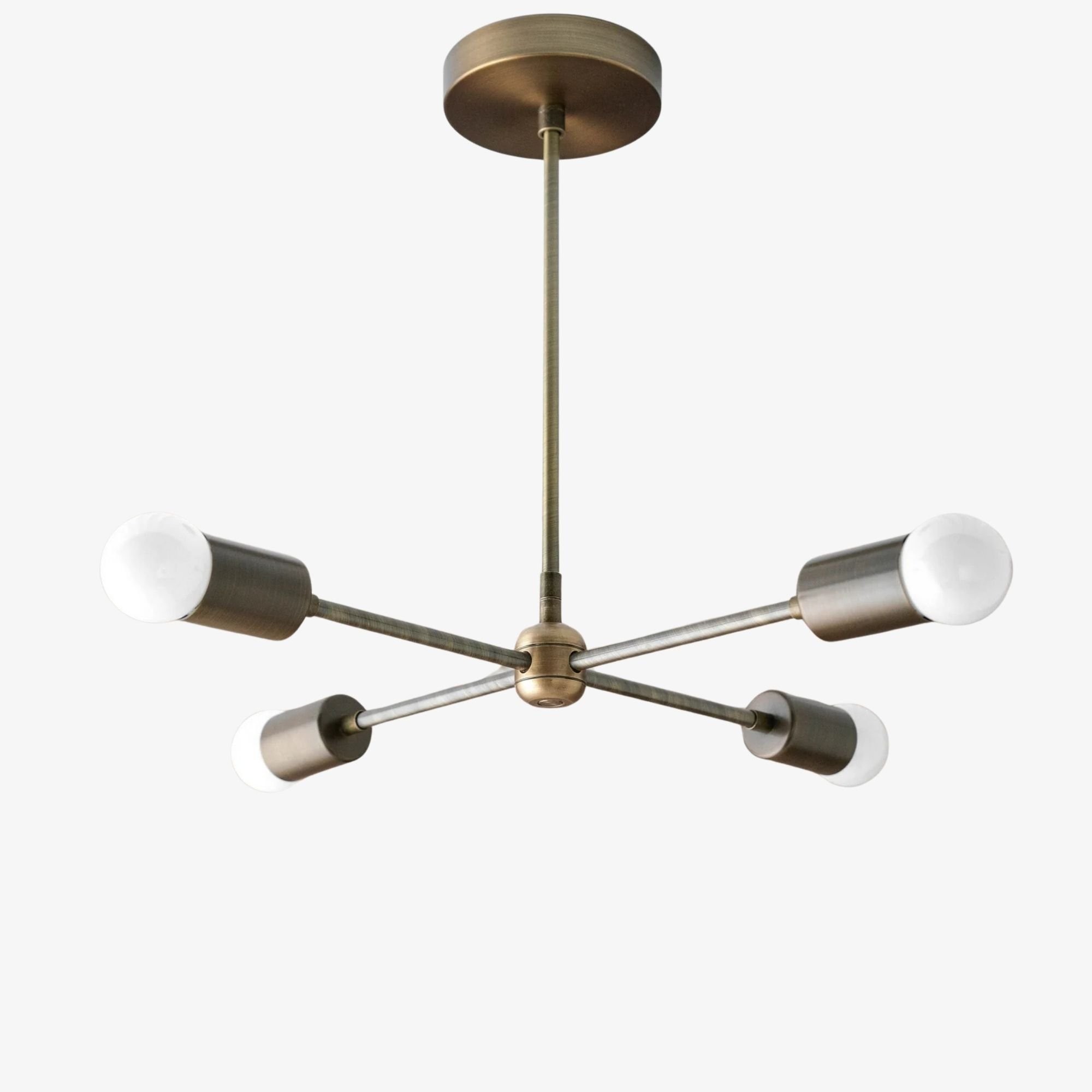 Mobilux Line Mid Century Gold Sputnik Chandelier - Geometric Brass Fixture T325