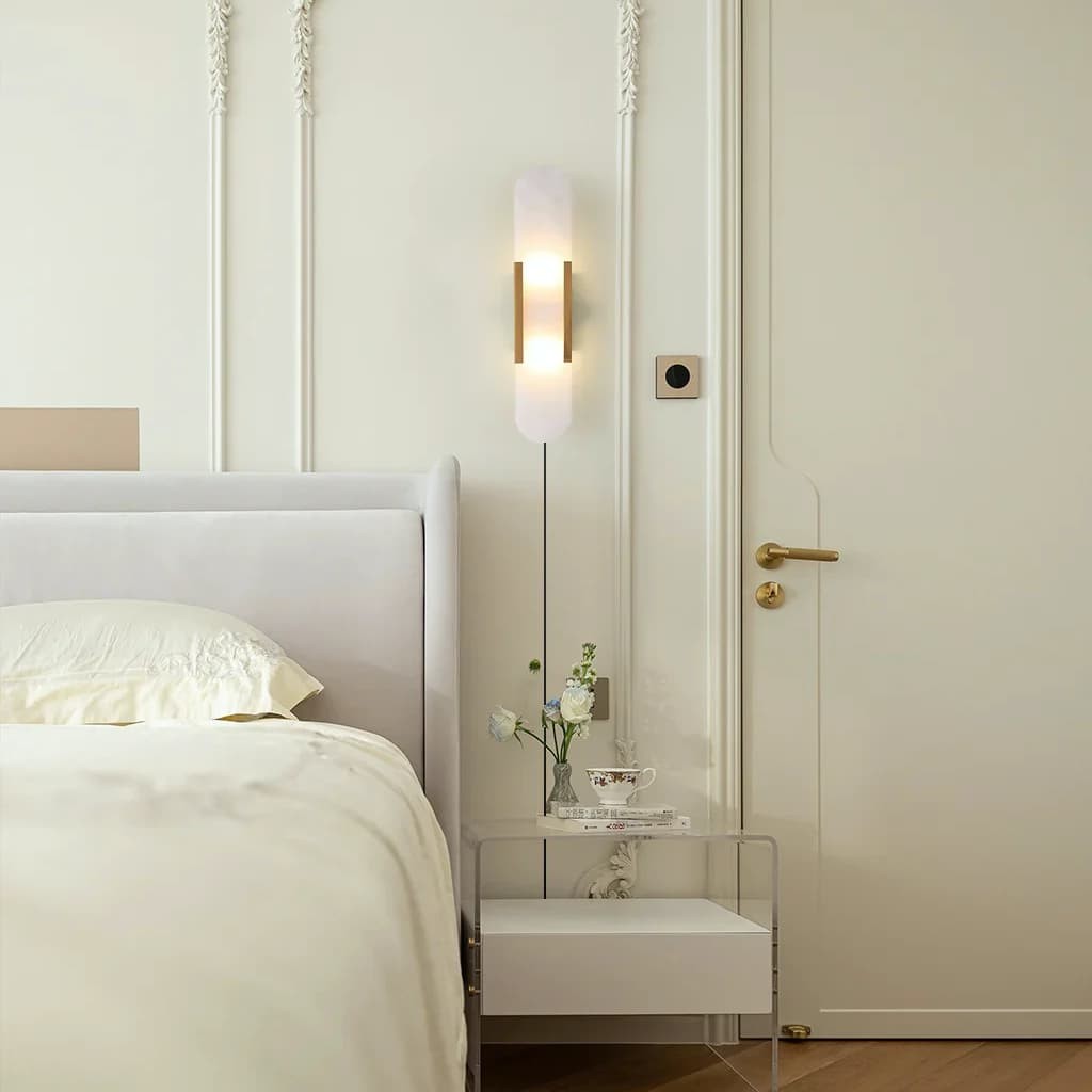 Alabaster Elongated Plug In Wall Lamp M135