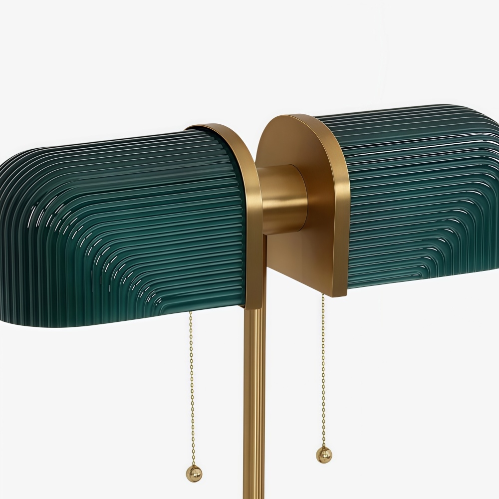 Aurebron Fluted Glass Table Lamp - Modern Decorative Metal Base Table Lamp for Living Room T1148