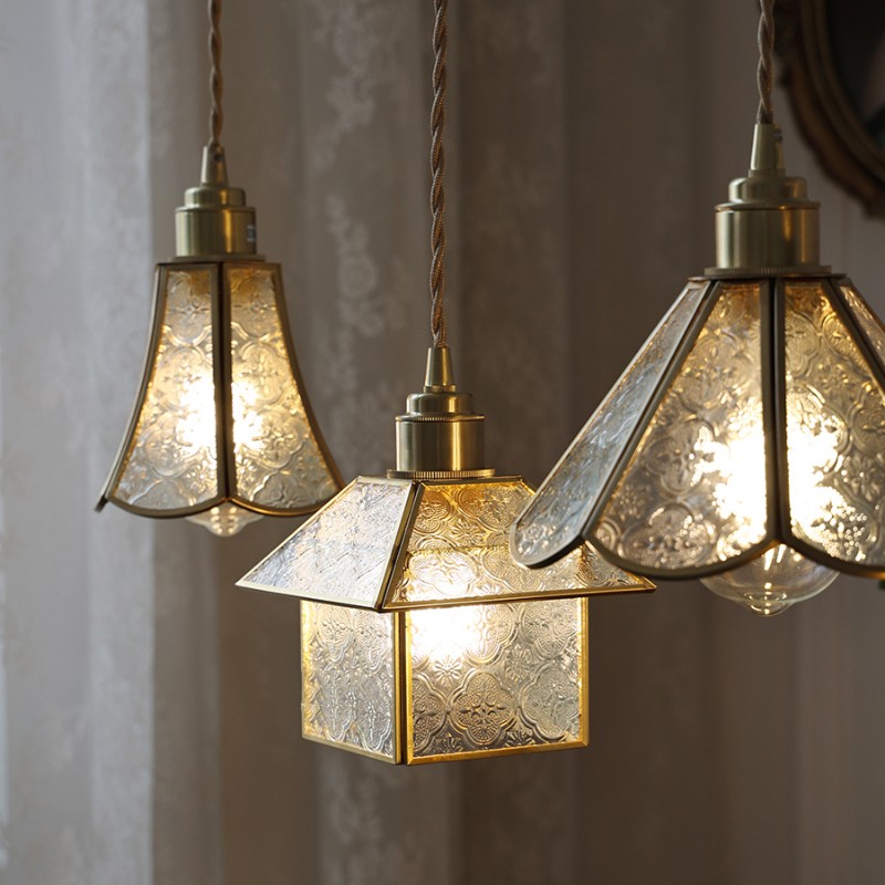 Japanese Vintage Begonia Glass Pendant Light