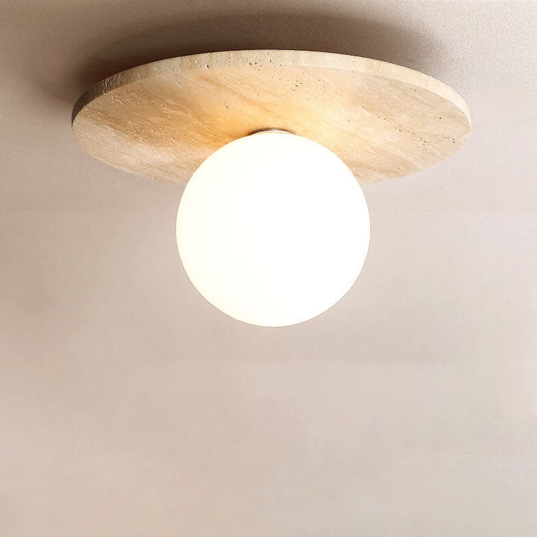 Natural Stone Travertine Ceiling Light - Minimalist Cylindrical Lamp G31