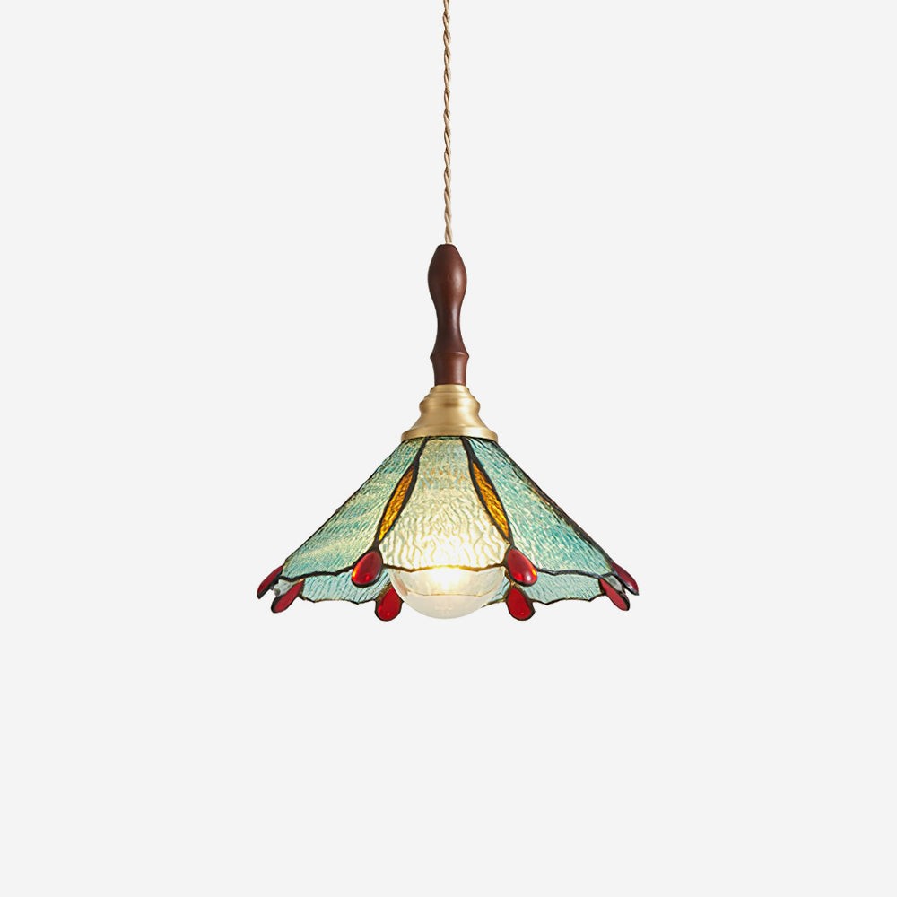 Vintage Tiffany Stanied Glass Pendant Lamp M237