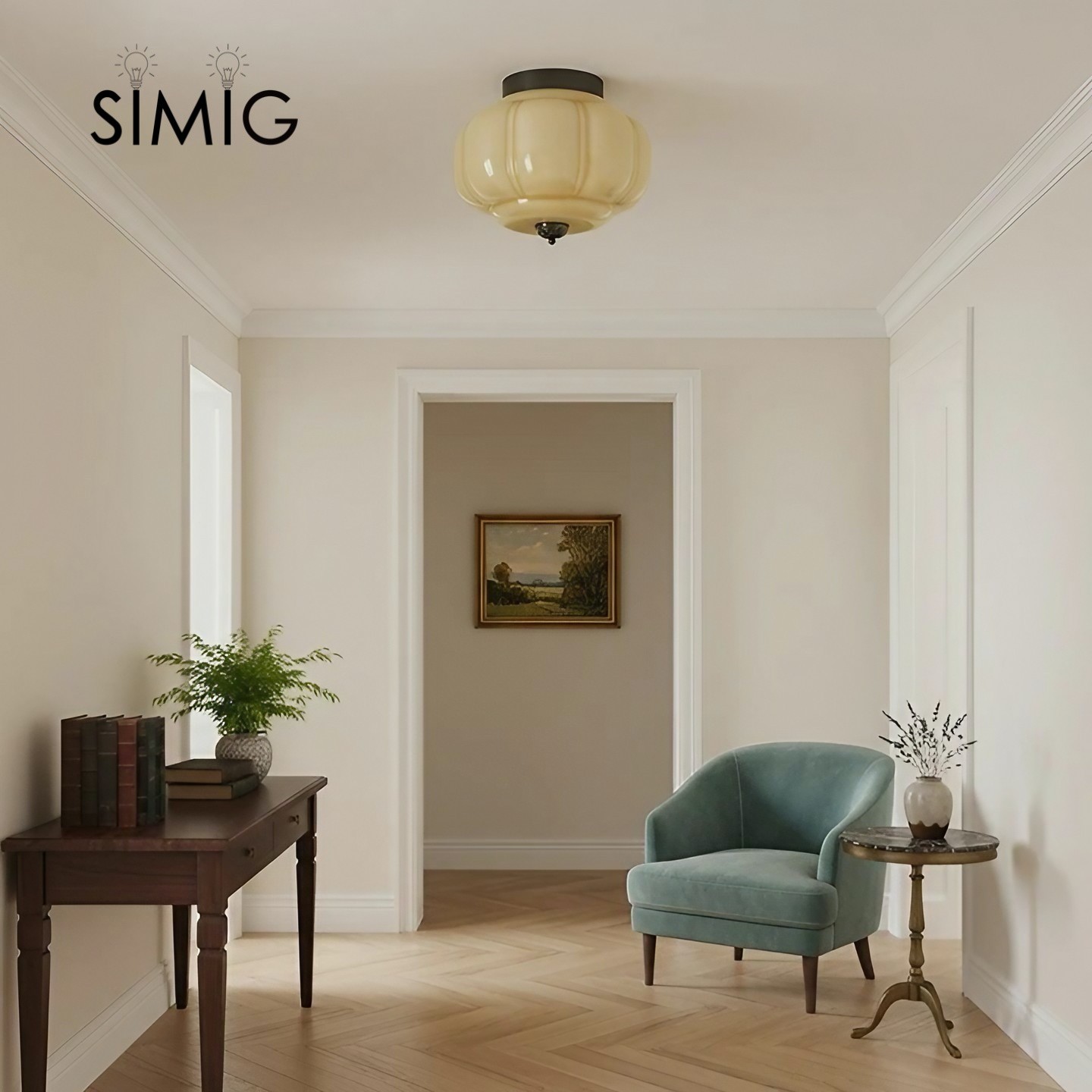 Eloise Ceiling Light - Elegant Retro Brass Ceiling Light for Living Room G55