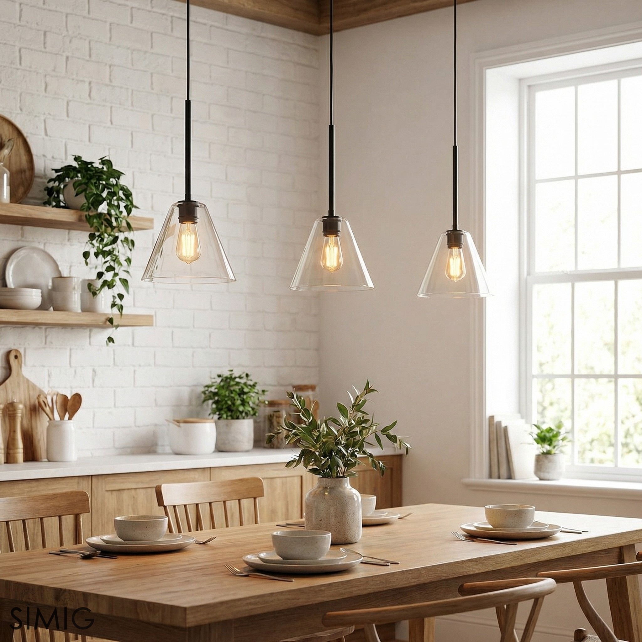 Conica Clean Line Glass Cone Pendant Fixture - Modern Bar Counter T104