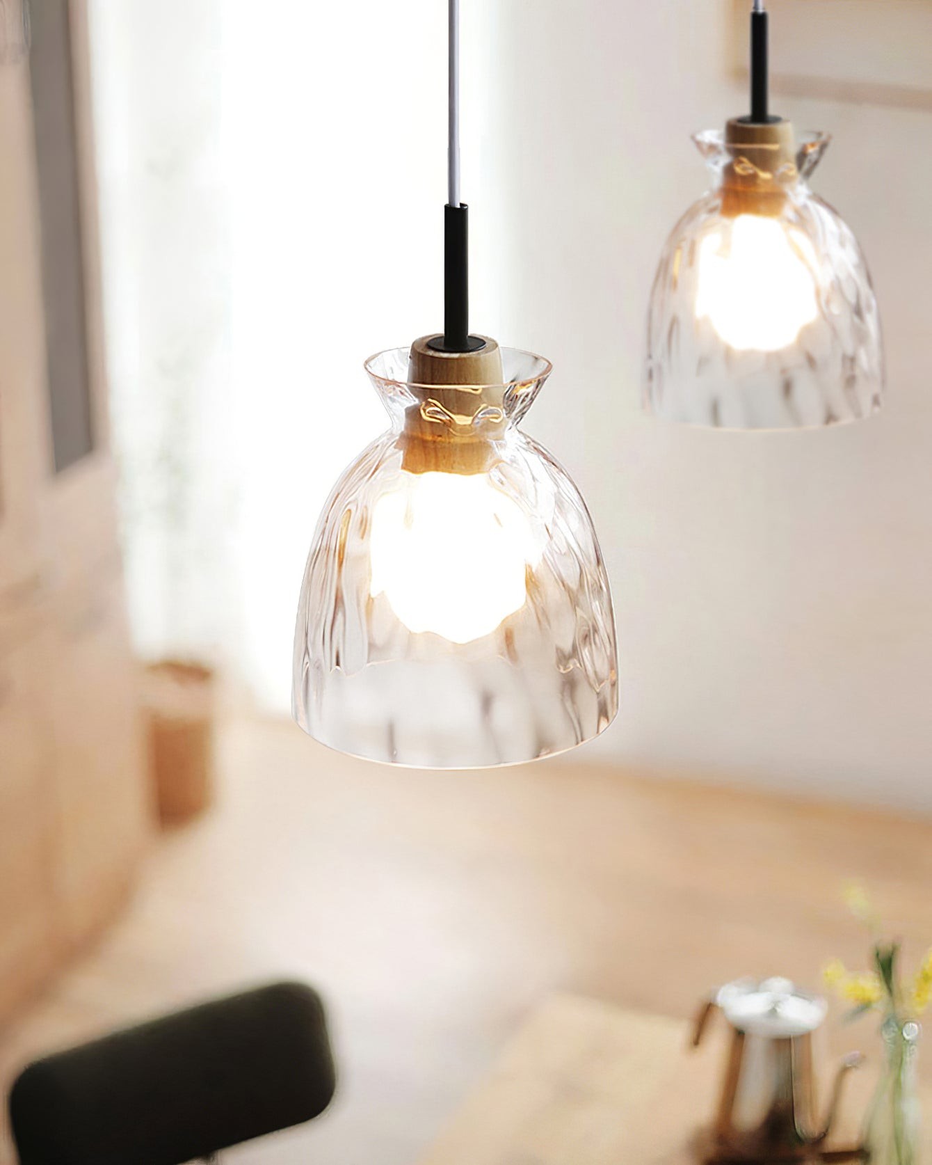 Modern Water Ripple Transparent Glass Pendant Lamp M16