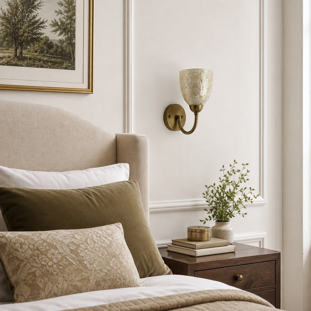 Nacrelith Wall Sconce - Modern Capiz Shell Lamp for Bedroom T2235