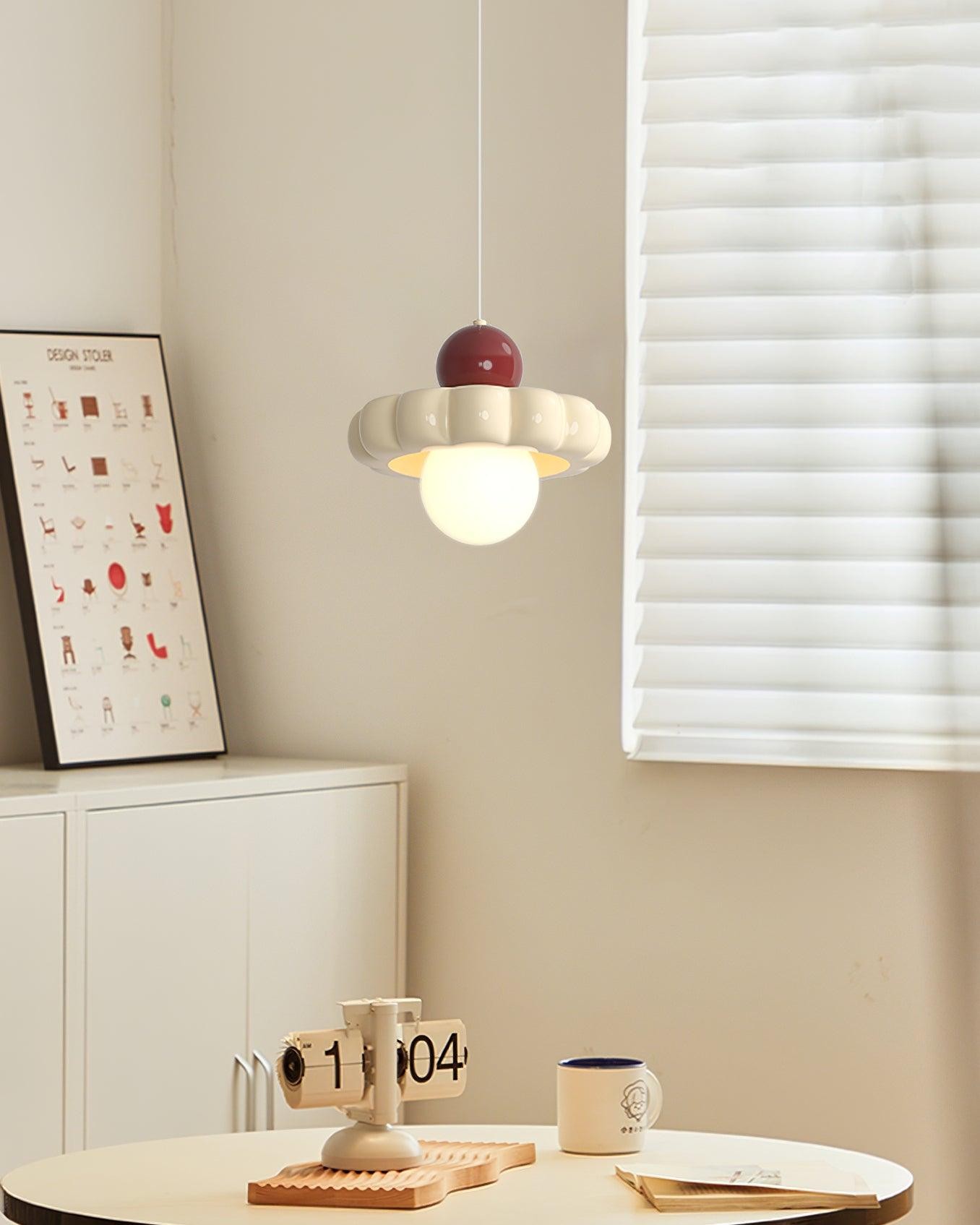 Cream Style Long Line Pumpkin Texture Pendant Lamp M173