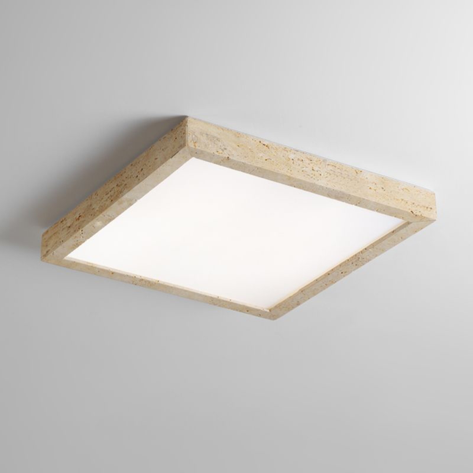Square Travertine Ceiling Light With Acrylic Diffuser S294