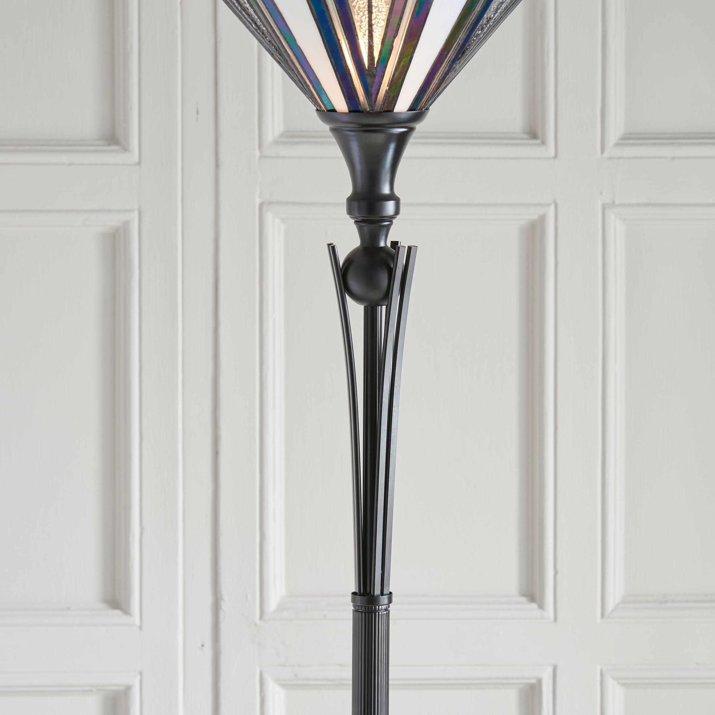 TF Astoria Tiffany Style Uplighter Lamp - Textured Glass Shade for Home and Office Ambience T1051