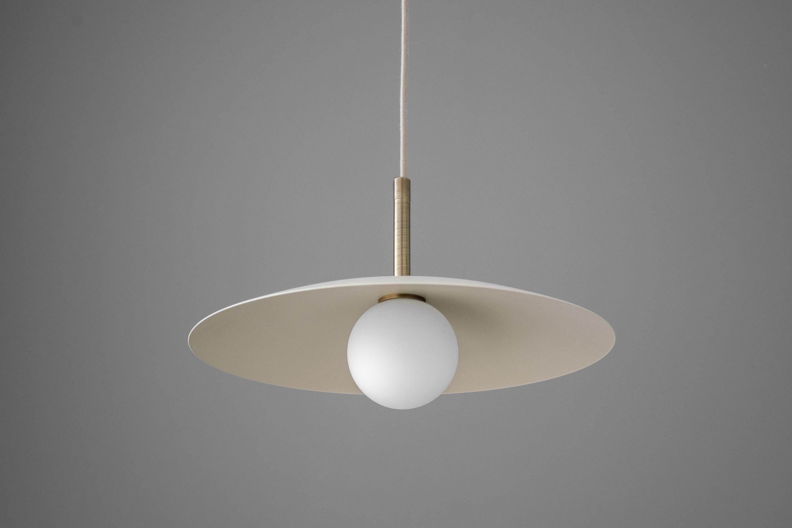 Curva Metal Minimalist Pendant Light - Modern Brass Accent Disc Shade T402