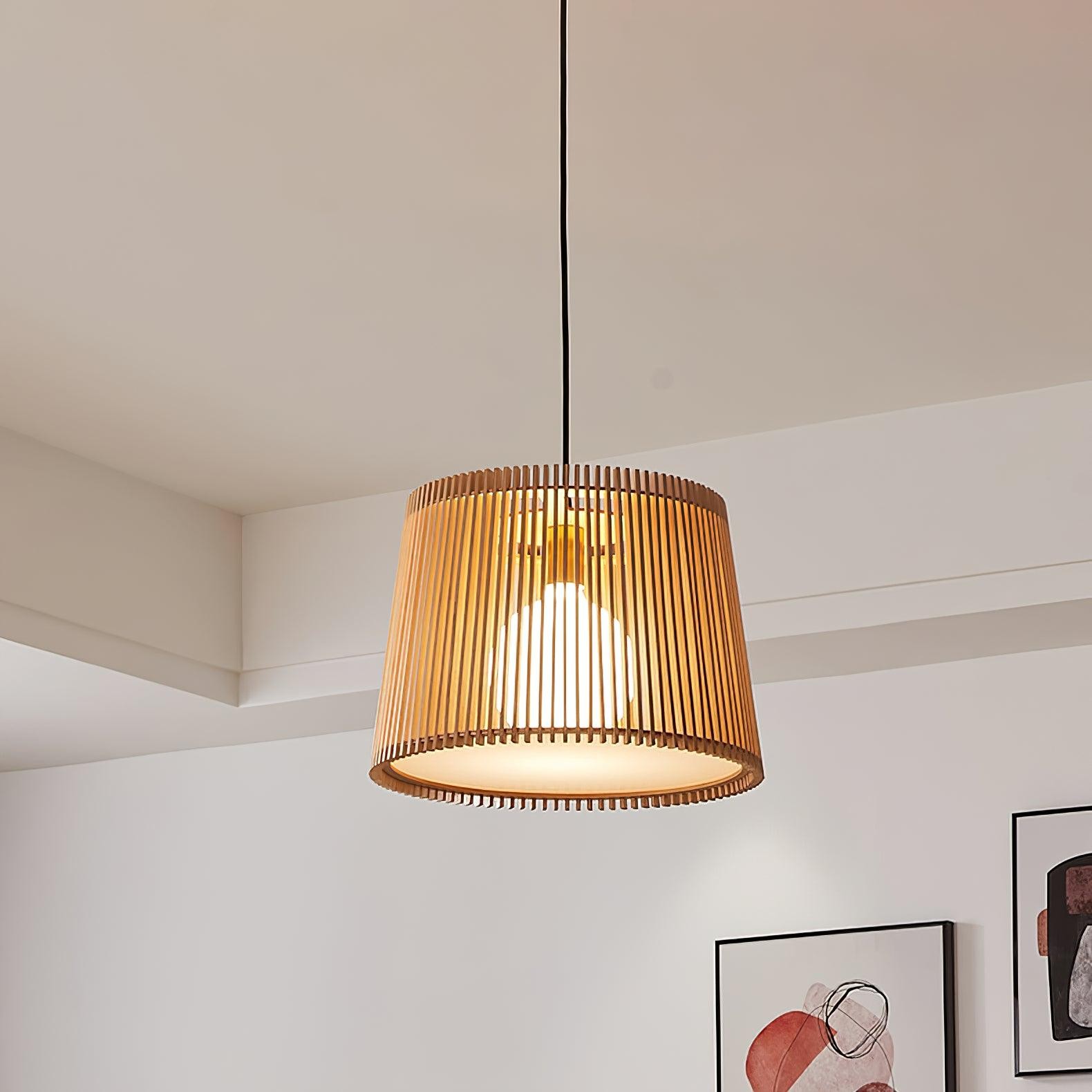 Wooden Log Color Cage Pendant Light M319