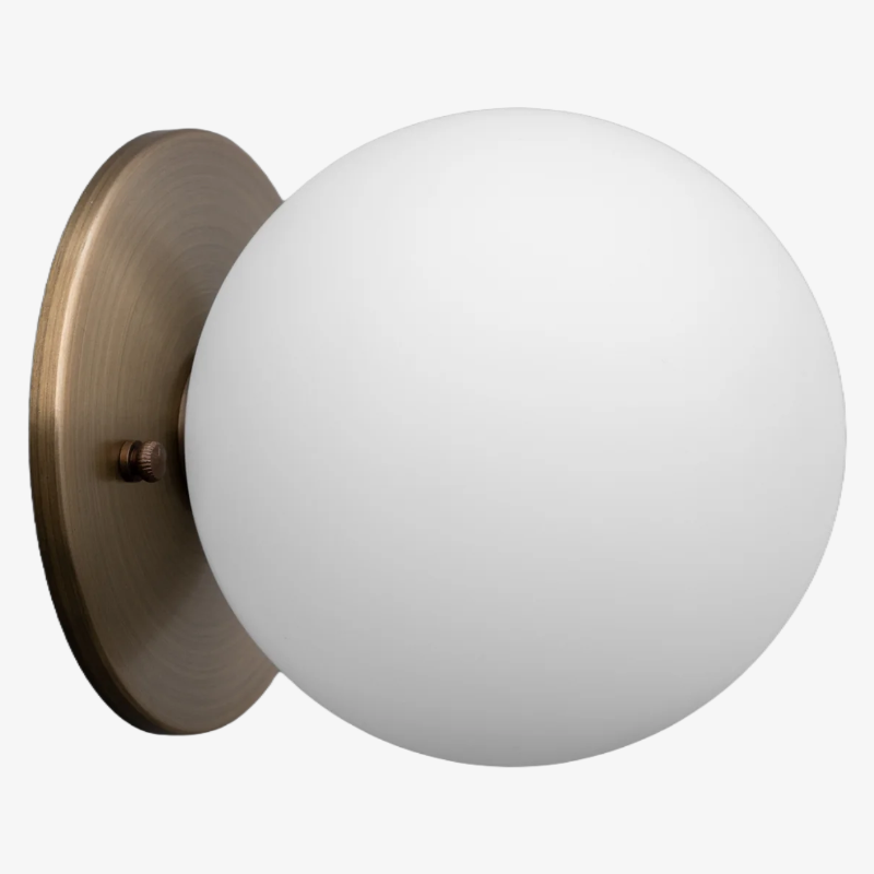 Glorica Glass Brass Wall Sconce - Frosted Globe Classic Light For Warm Ambiance T396