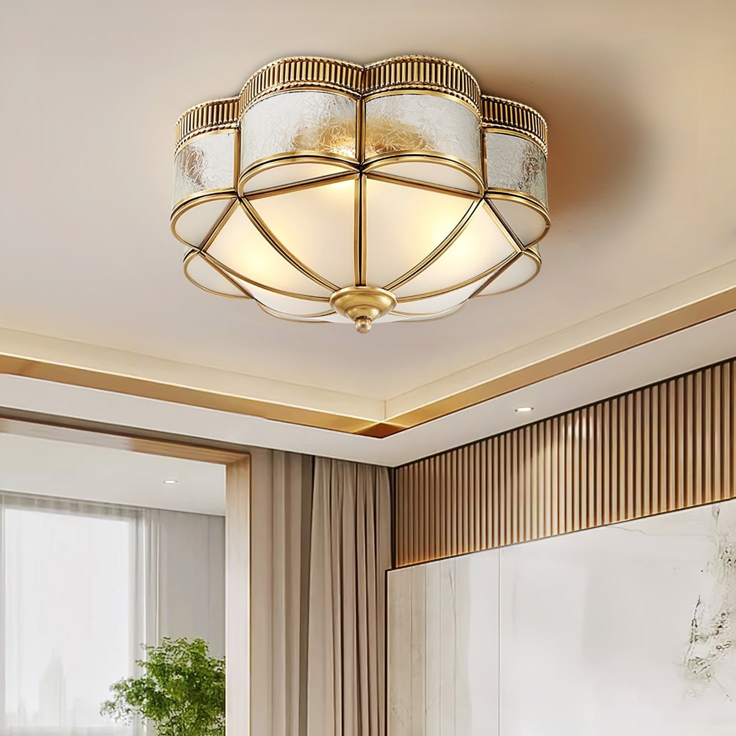 Brass Domed Flush Ceiling Lamp M470