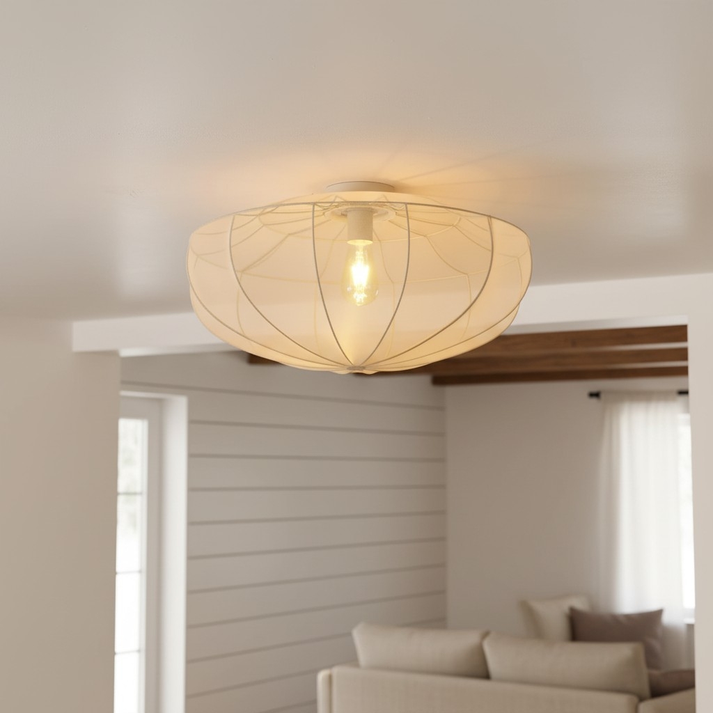 Lumifil Draped Mesh Ceiling Light - Boho Rustic Textured Shade Lamp for Living Room or Bedroom T767