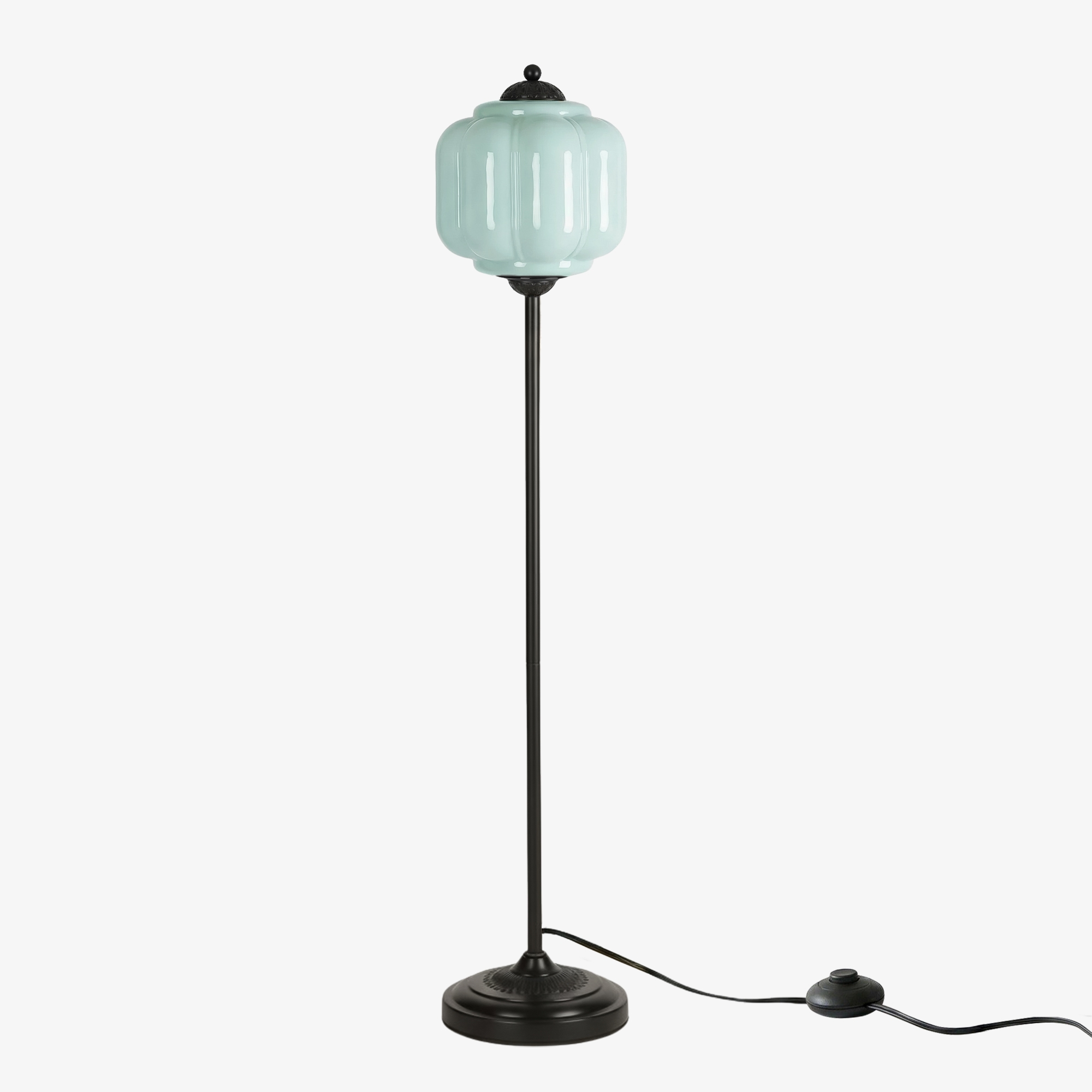 Eloise Pumpkin Glass Floor Lamp - Retro Lighting for Living Room T1169
