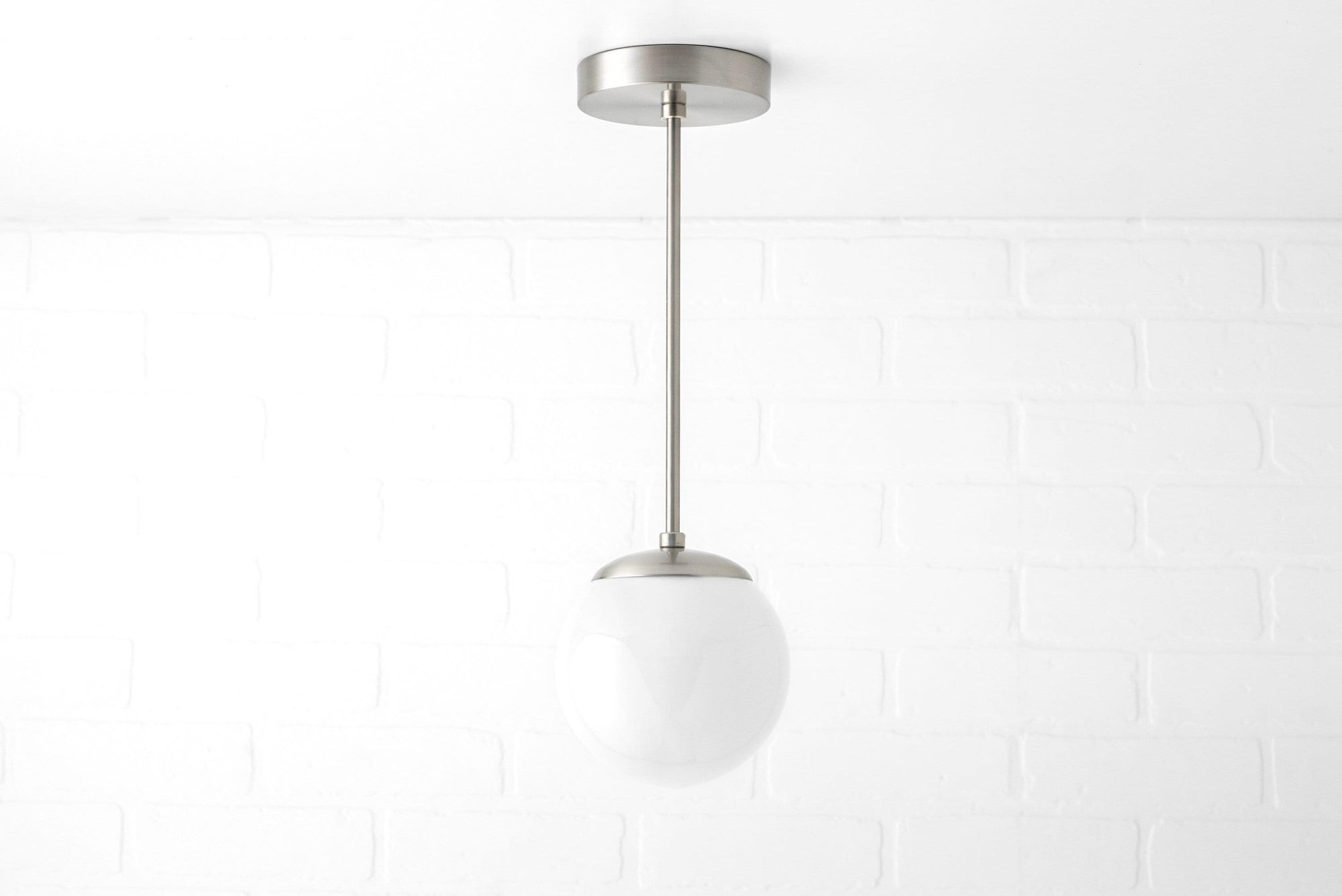 Glorica Glass White Globe Pendant Light - Mid Century Modern Glass Hanging Fixture T310
