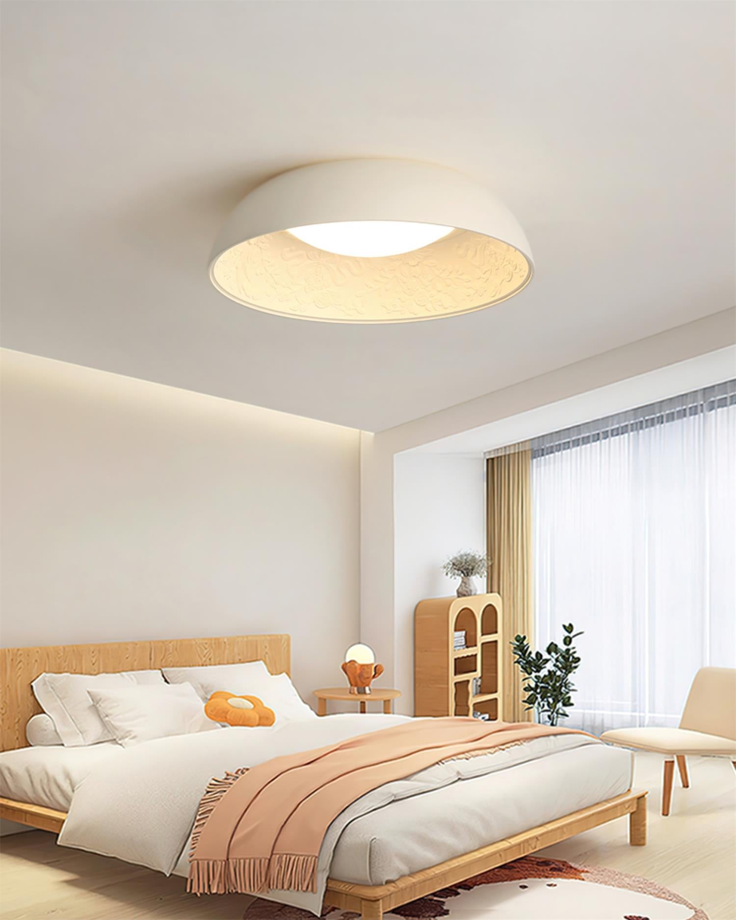 French Romantic Carved Round LED Ceiling Lamp M264