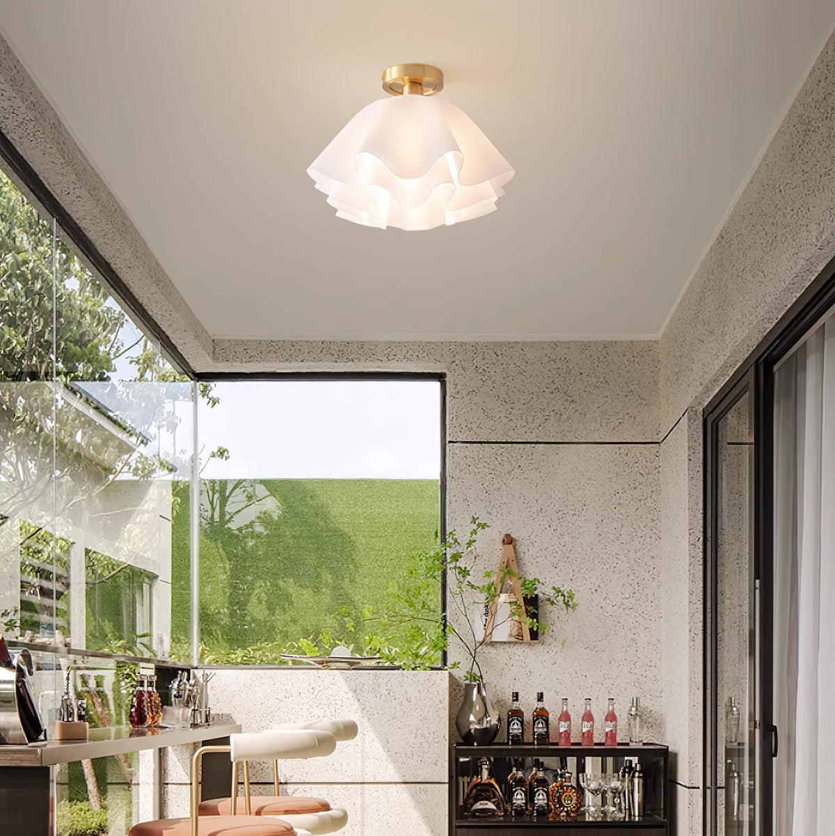 Lustra Pleated Retro Brass Acrylic Ceiling Light T2183