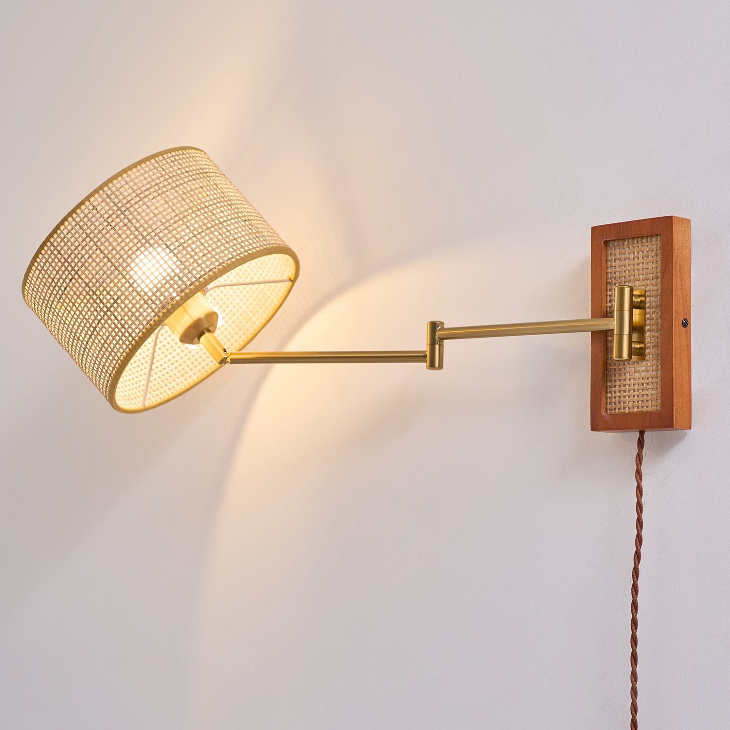 Rattan Swing Arm Wall Lamp P013