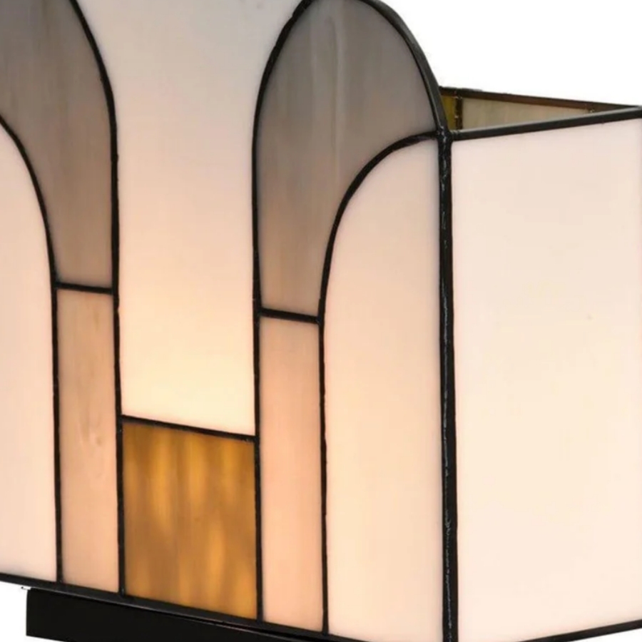 Kelsar Stained Glass Art Deco Table Lamp - Elegant Indoor Accent Light for Living Room or Entryway T833