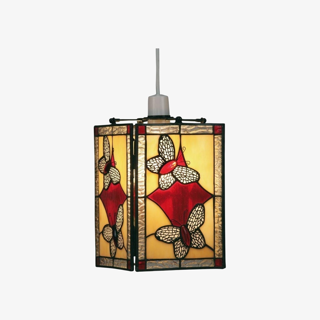 TF Butterfly Pendant Lamp - Artistic Stained Glass Pendant Light for Living Room or Bedroom T835