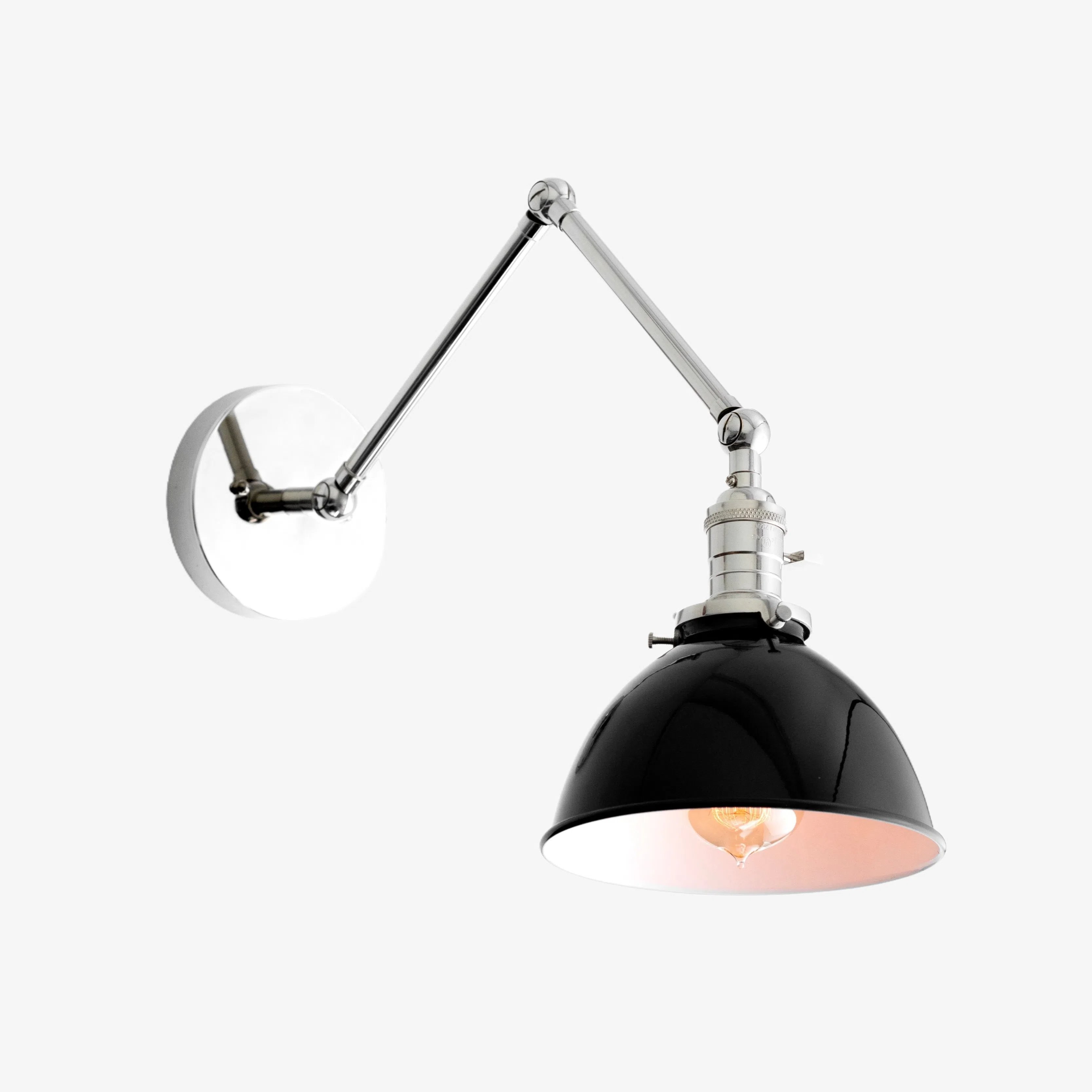 Conique Metal Vintage Industrial Swing Arm Wall Lamp - Adjustable Dome Shade for Study T313