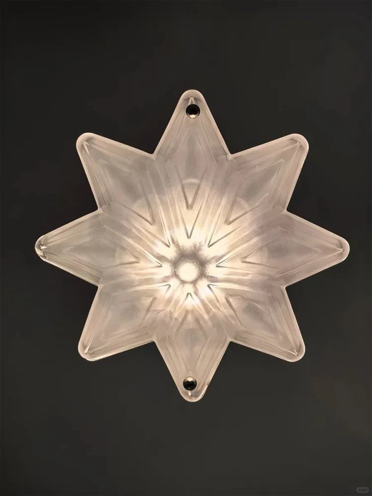 Art Deco Astris Star Chandelier - Frosted Glass Deco Fixture for Dining Room T433