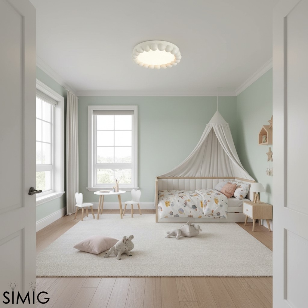 Orilux Resin Acrylic Cream Round Ceiling Lamp – Bedroom and Office T562