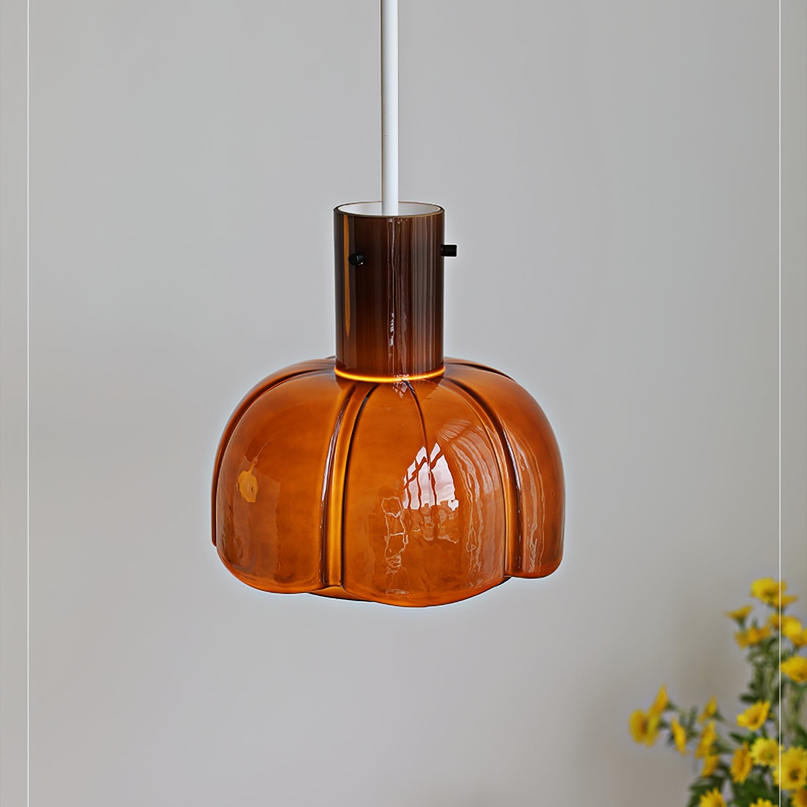 French Pastoral Style Petal Glass Pendant Light M23