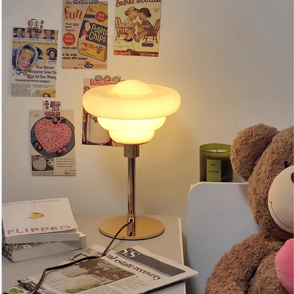 Modern Table Lamp Featuring Textured Glass Shade S247
