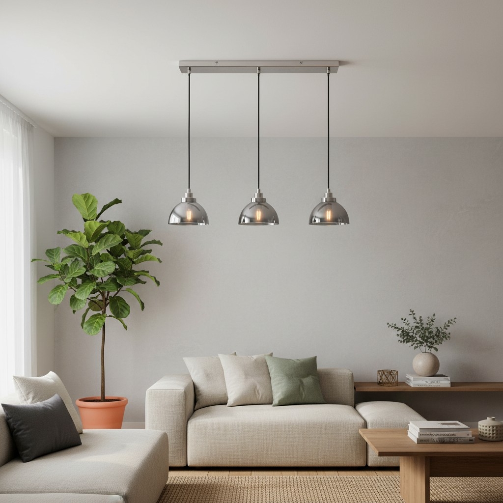 Shimmera 3-Light Linear Pendant - Mirror Glass Shades with Modern Nickel Finish for Dining Rooms T880