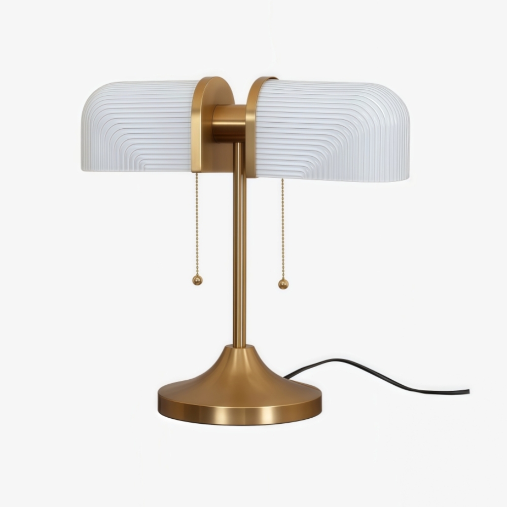 Aurebron Fluted Glass Table Lamp - Modern Decorative Metal Base Table Lamp for Living Room T1148