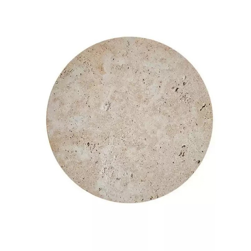 Wabi Sabi Travertine Round Wall Light - Minimalist Stone Disc Sconce S310