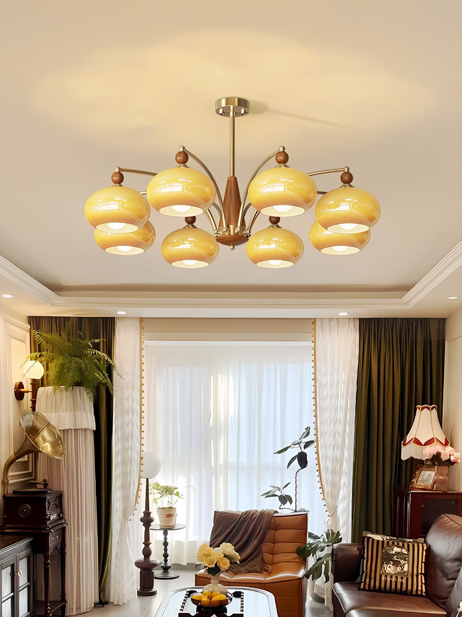 Vintage Multihead Persimmon Chandelier M325