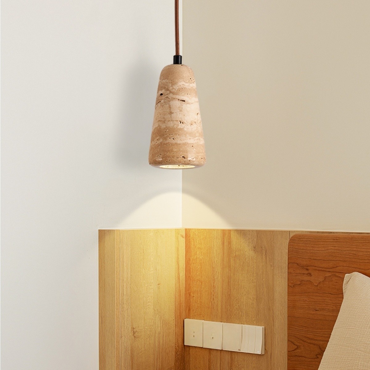Modern Natural Travertine Column Vertical Stone Pendant Lamp S267