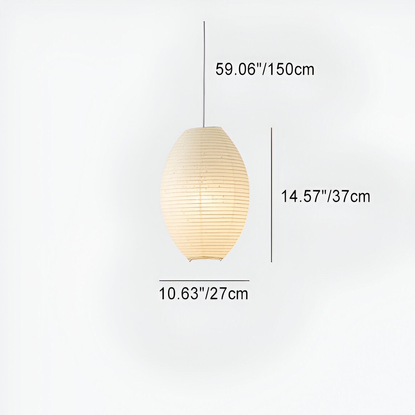 Traditional Japandi Wabi-Sabi Elliptical Paper Pendant Light T2166