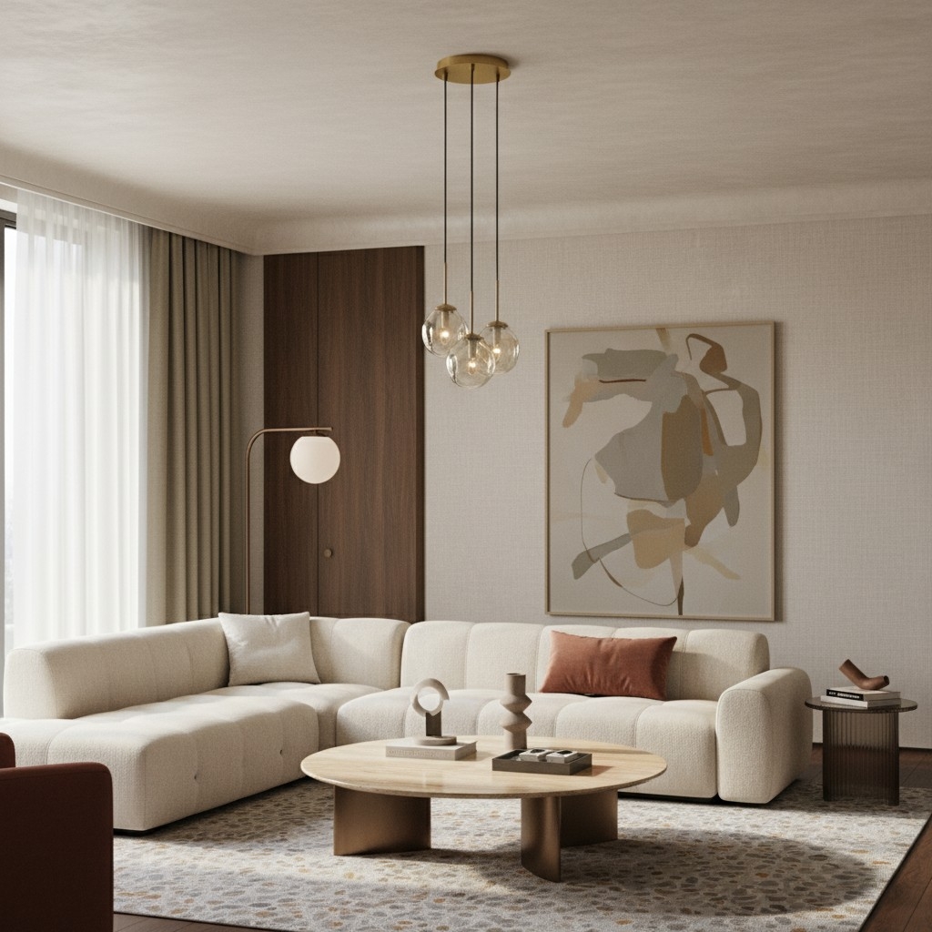 Glissora Hanging Light - Sculptural Cluster Design Tinted Glass and Metal for Entryway T797
