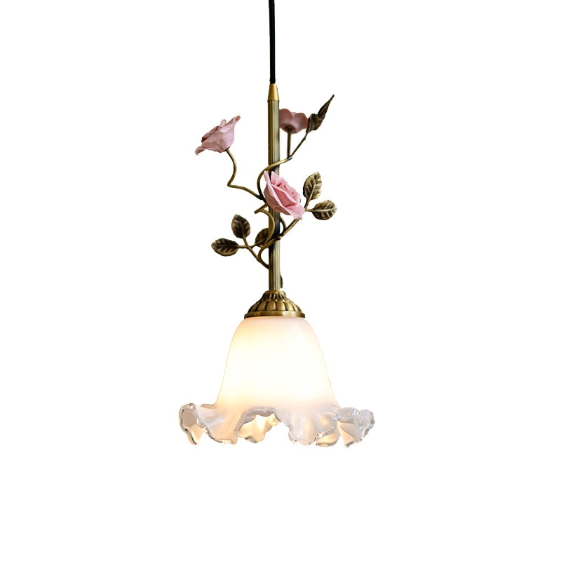 Lalique Rose Glass Pendant Lamp T1898