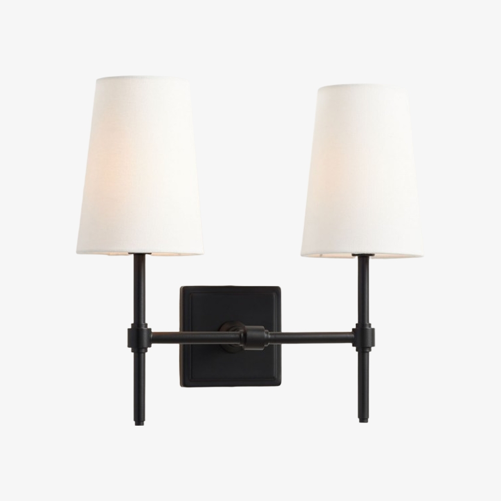 Derlina Stylish Retro Wall Lamp with White Linen Shades – Modern Industrial Design for Any Room T273