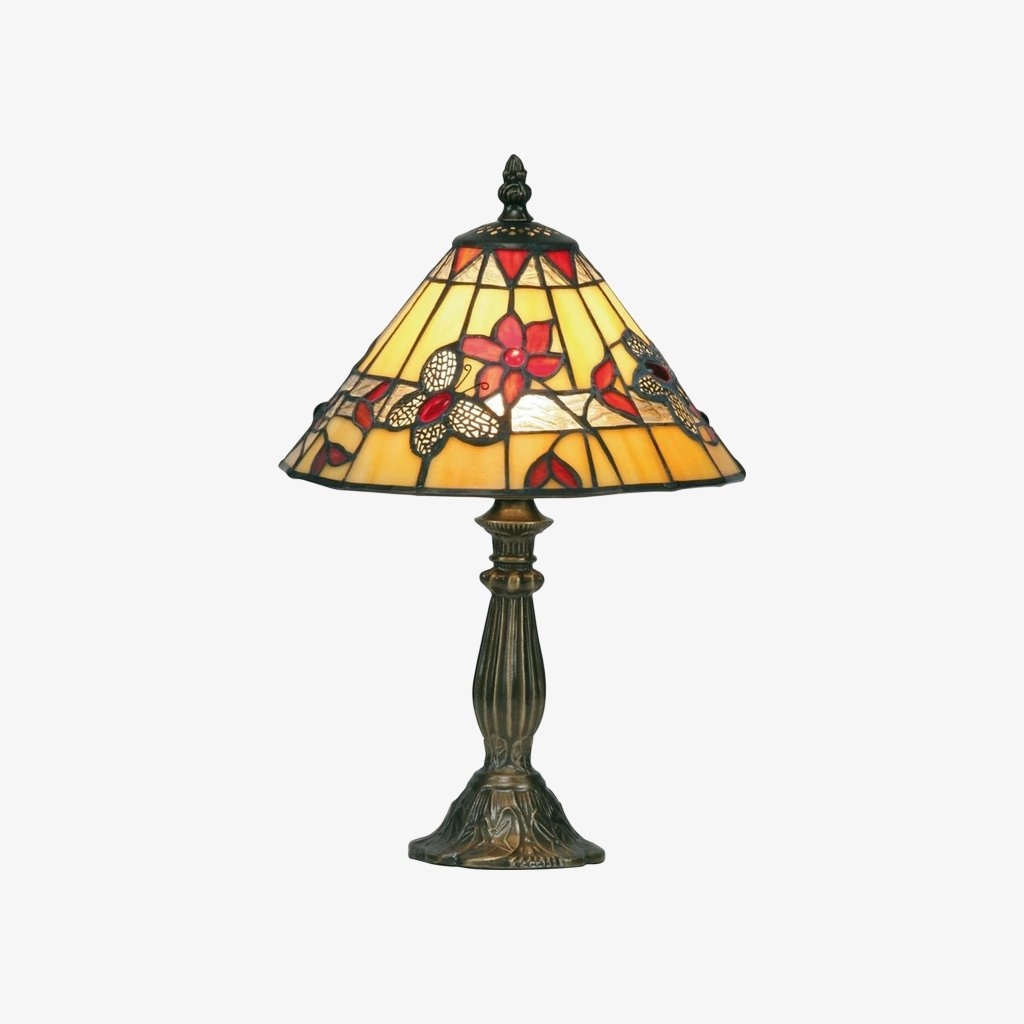 TF Butterfly Table Lamp - Hand-Cut Stained Glass Shade Table Light for Living Room and Bedroom T856