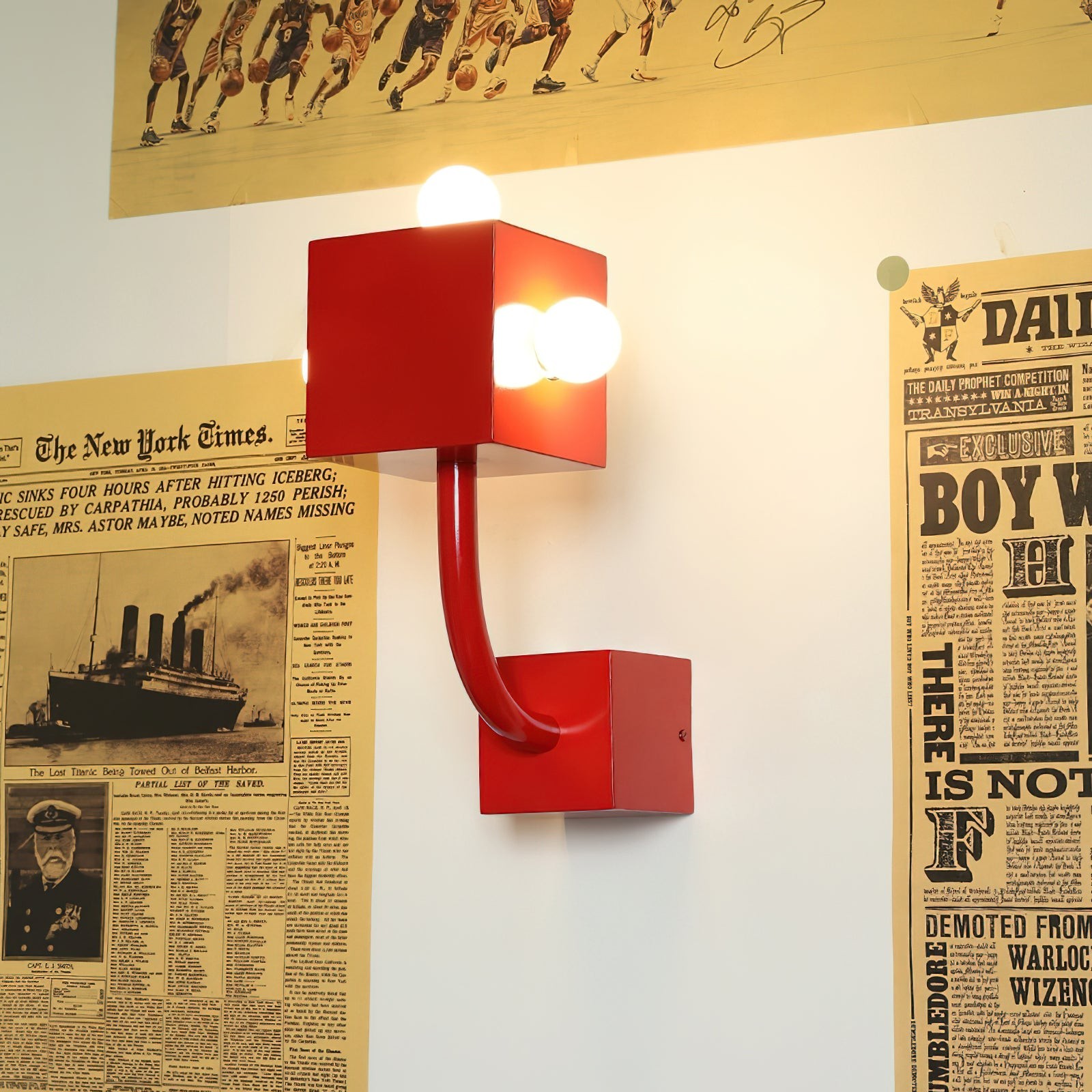 Red Cube Metal Wall Lamp M239
